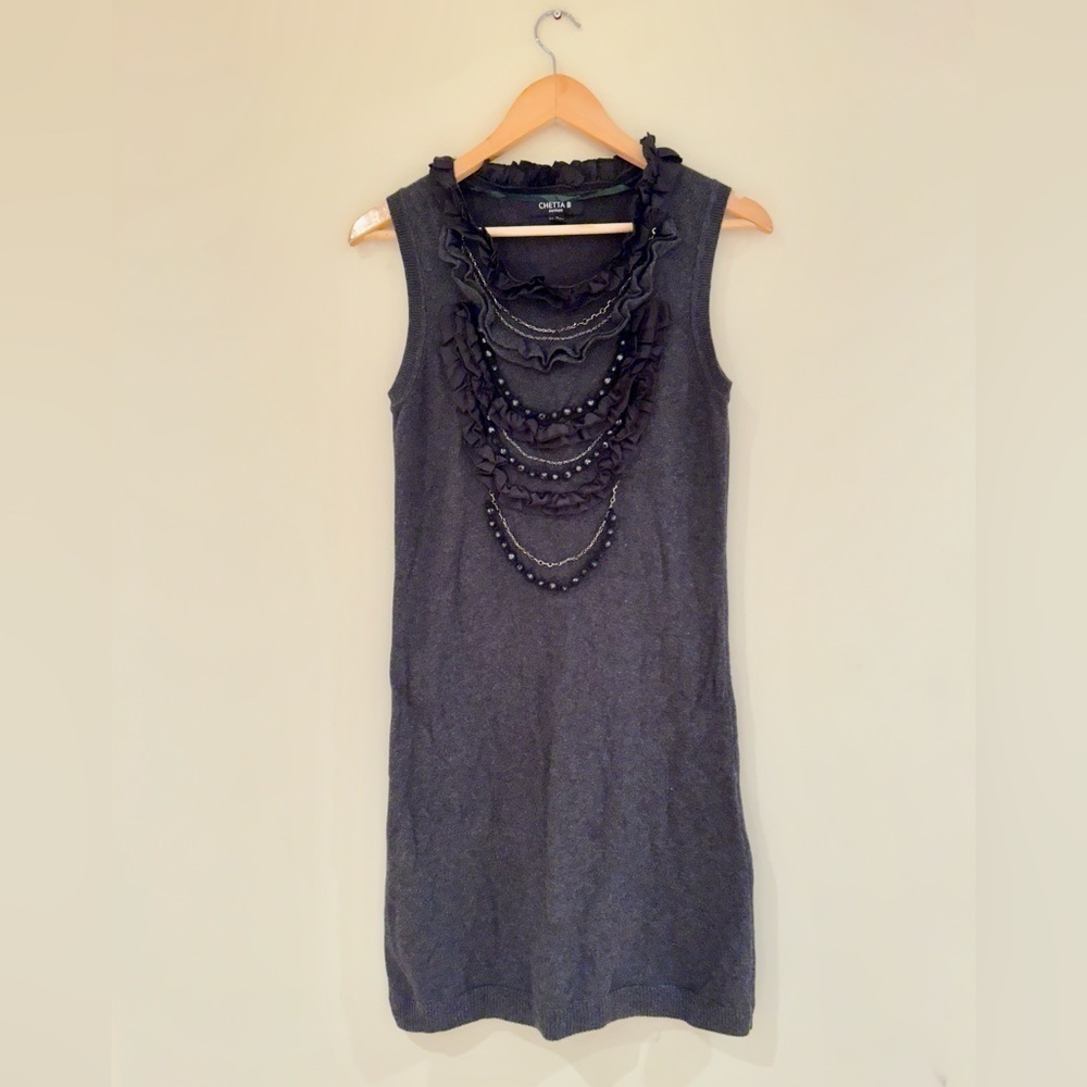 Chetta B  detailed front sweater knit dress charcoal grey - Picture 10 of 10